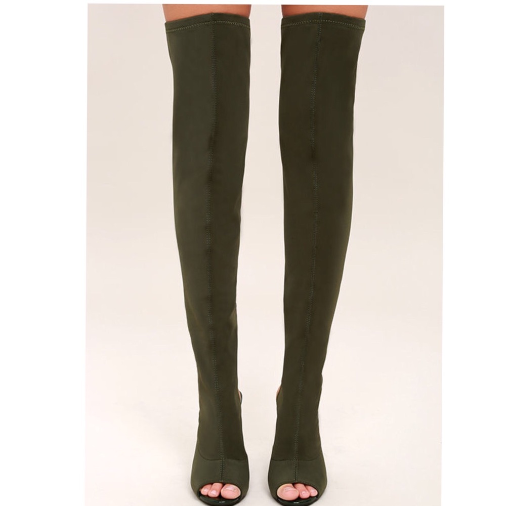 Knee high open toe stretch boots